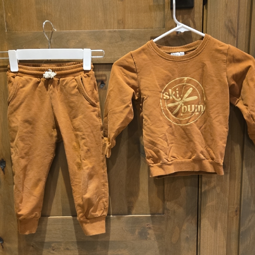 Kids Tan Ski Bum Sweatshirt and Joggers Set